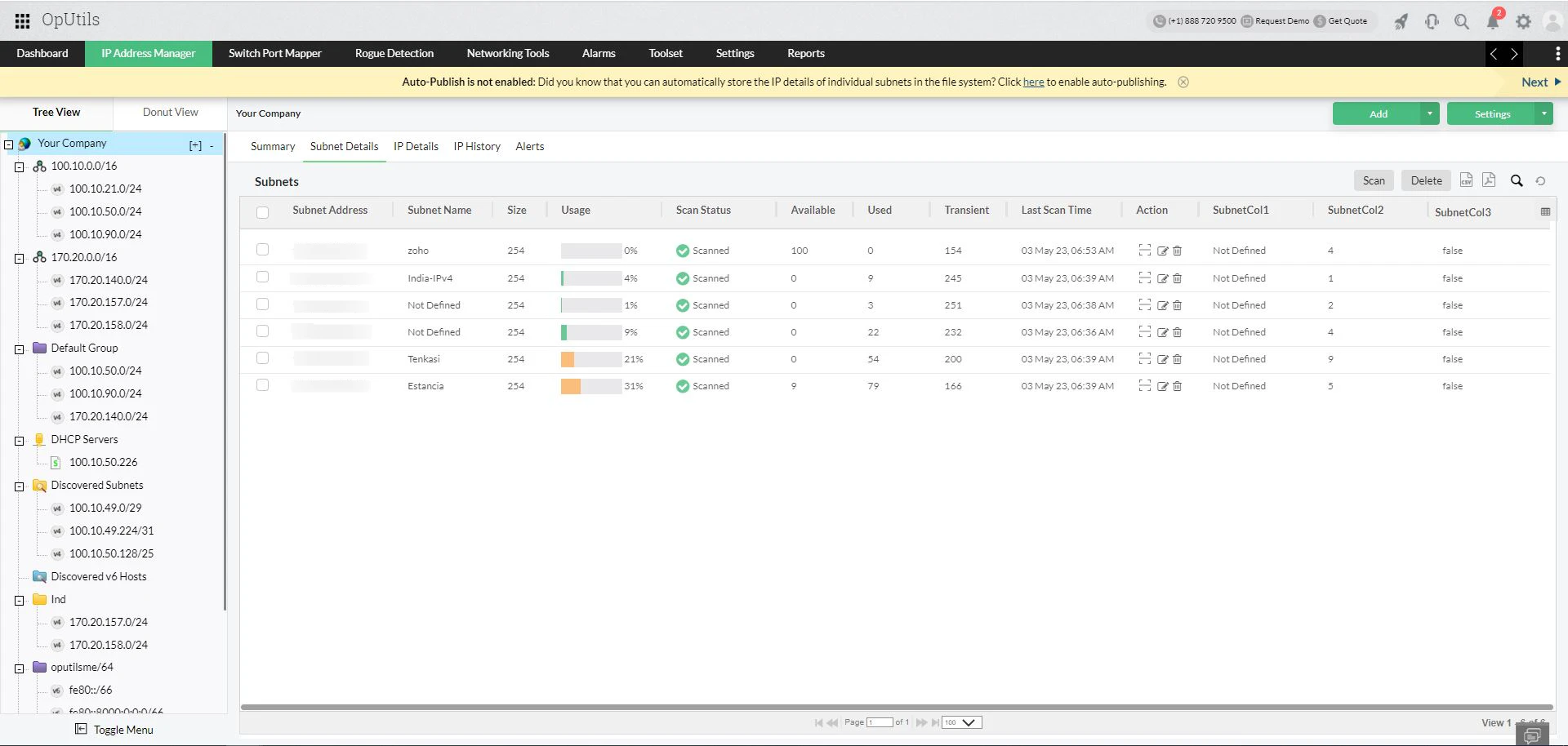 screenshot of ManageEngine OpUtils